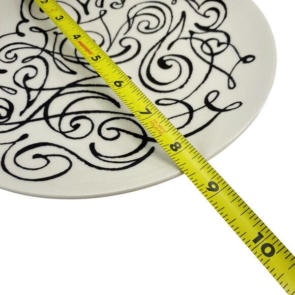 Crate & Barrel Set Of 4 Black & White Swirl Design Salad Plates 8.5" Elvis Swift - Picture 6 of 8